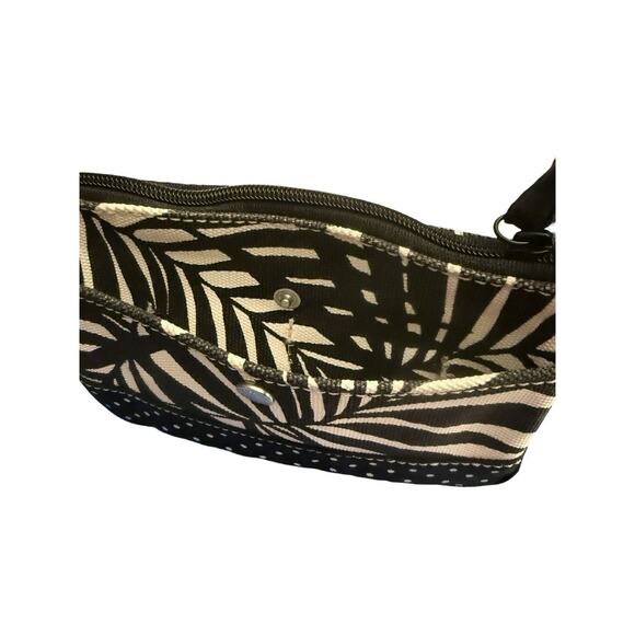 NWOT Lands End Canvas Wristlet Purse Black White Havana Palm Pocket CC Slots - Picture 3 of 6